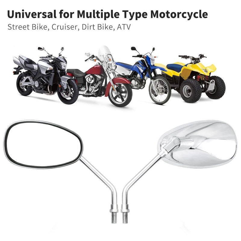 surpassme Universal 10mm Chrome Motorcycle Rear View Side Mirrors Handle Bar Bar End Motorcycle Mirrors - Image 4